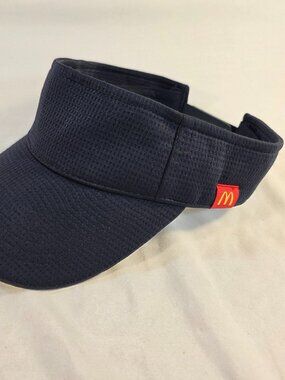 McDonalds Employee Visor Hat Adjustable Logo Navy Blue Yellow Workwear